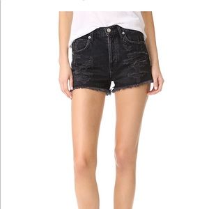 Agolde black high rise denim shorts